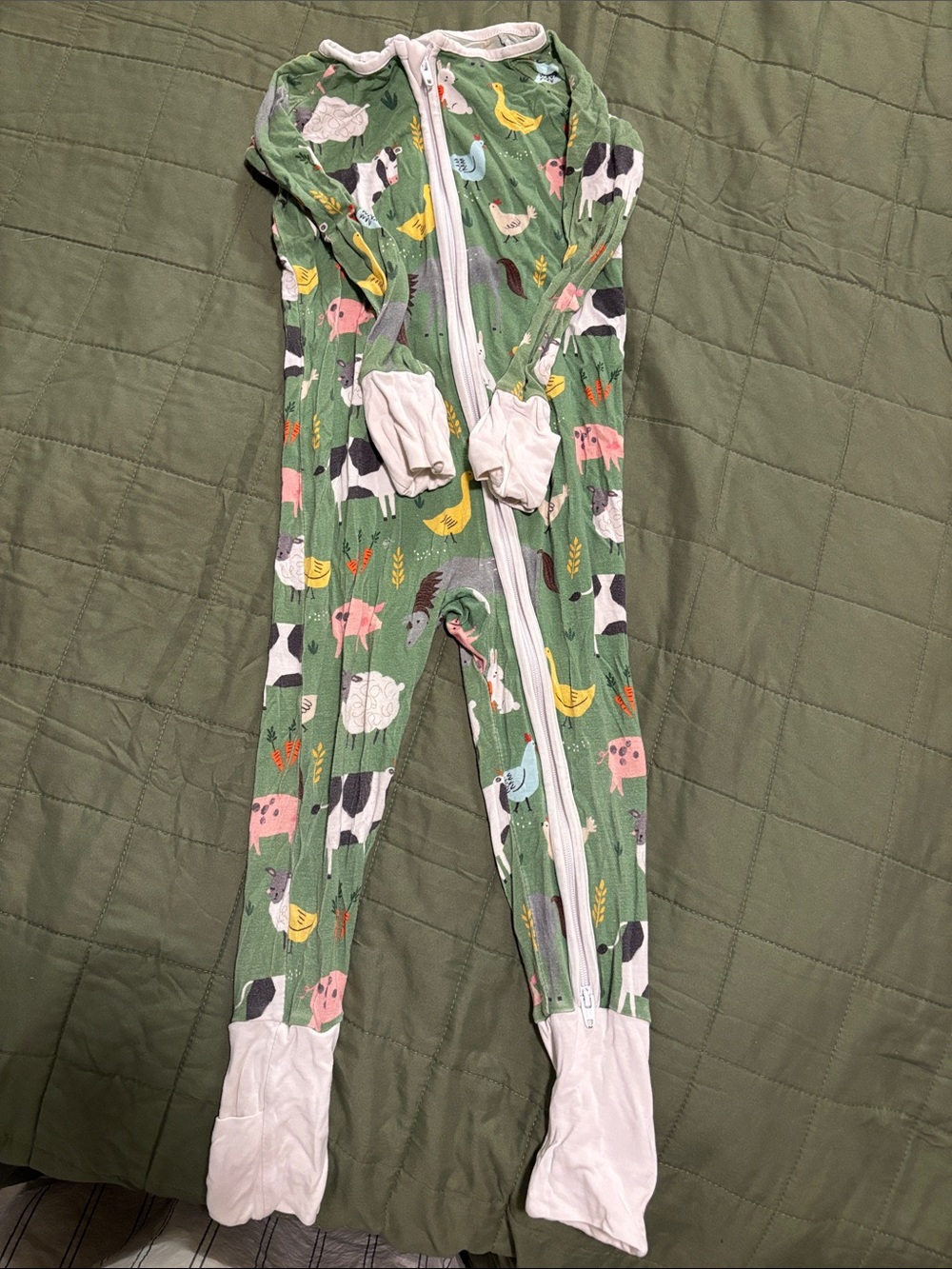 12-18M Little Sleepies farm animals zip-up sleeper